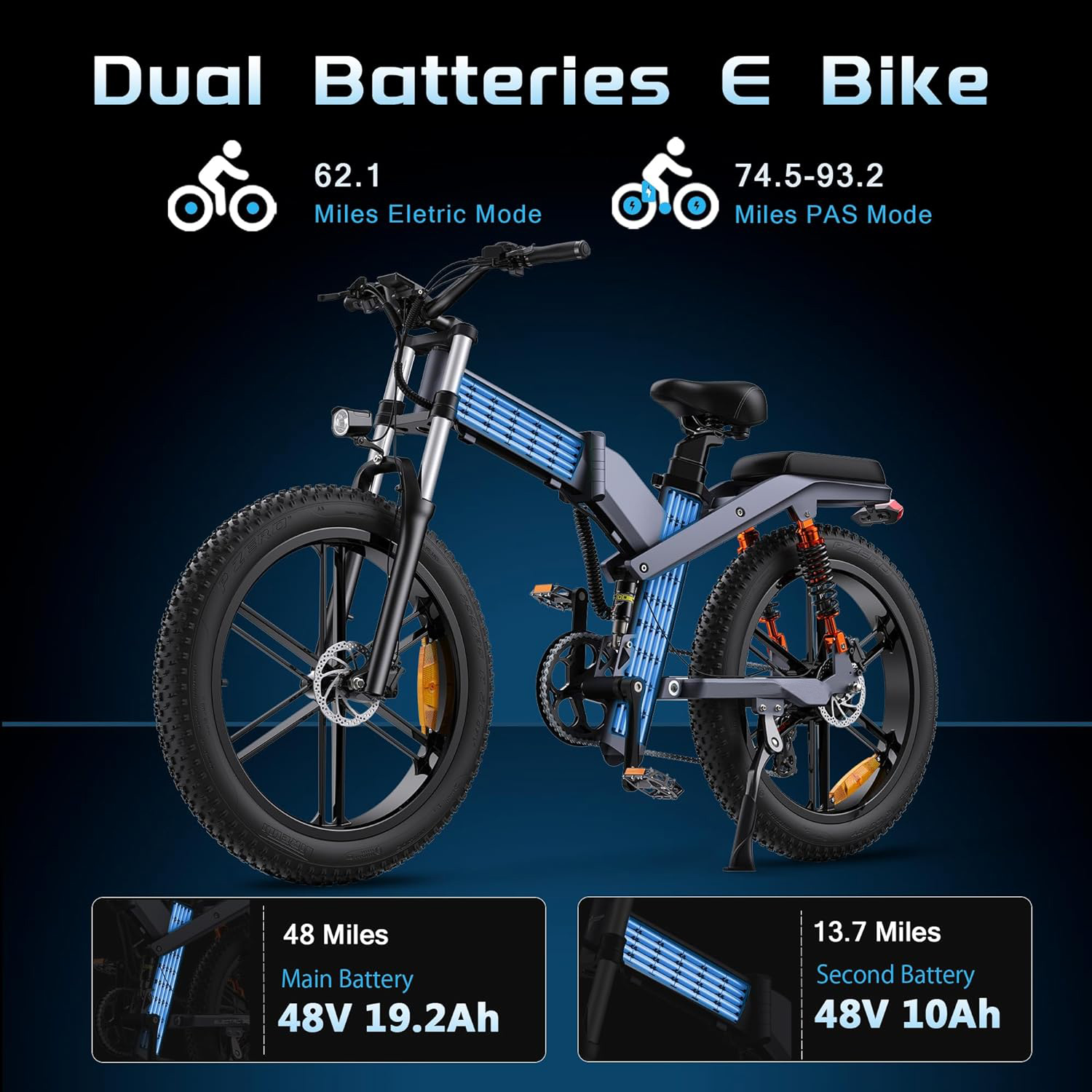 💖Hot sale💥 🔥X26 All Terrain Electric Bike All Terrain Performance Beast🔥-Blue