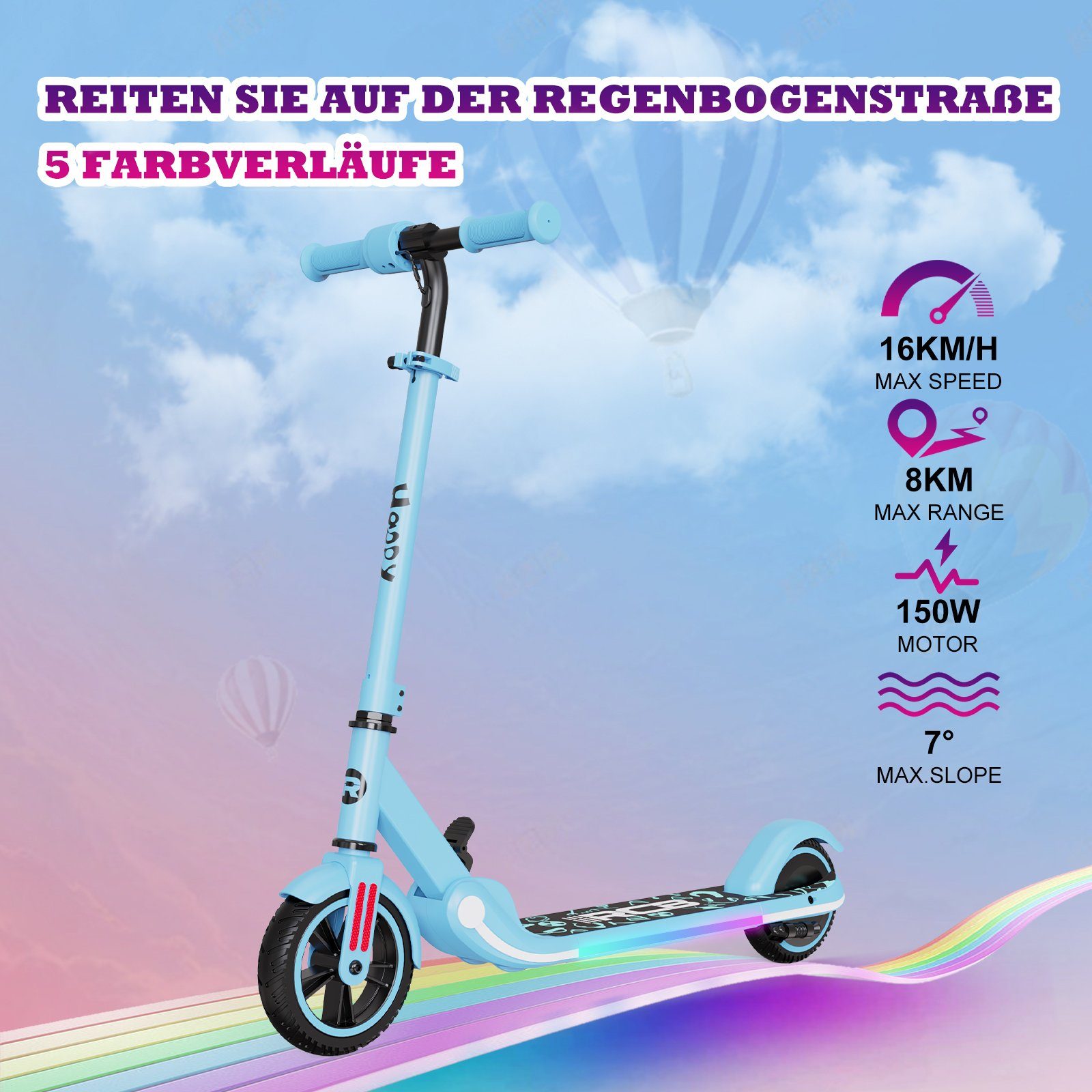 RCB mini scooter, children's scooter, foldable children's scooter 150W 16km/h