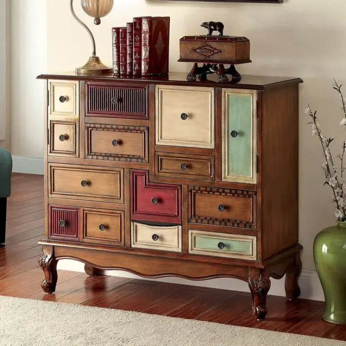 💝 Last day for clearance-Walnut accent cabinet with 14 drawers