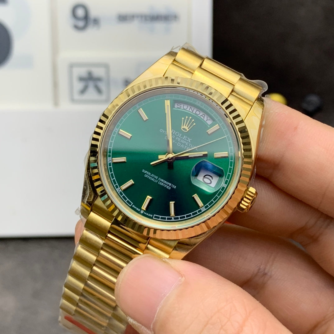 Unisex Yellow Steel - Green dial - 36mm