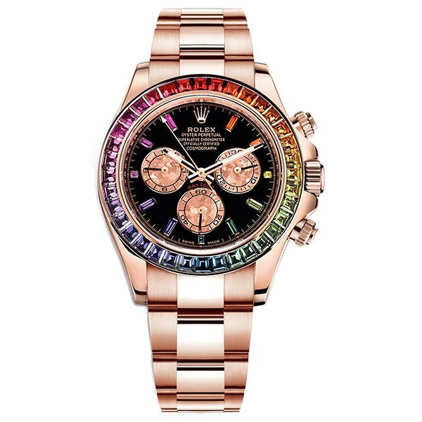 Luxury Watches Rainbow Rose Gold Black Dial 40mm