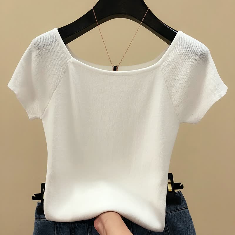 Short Sleeve Backless Fitting Viscose T Shirt