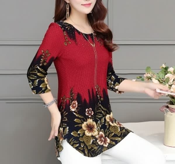 Fashion Women Blouse Shirt Plus Red Tops