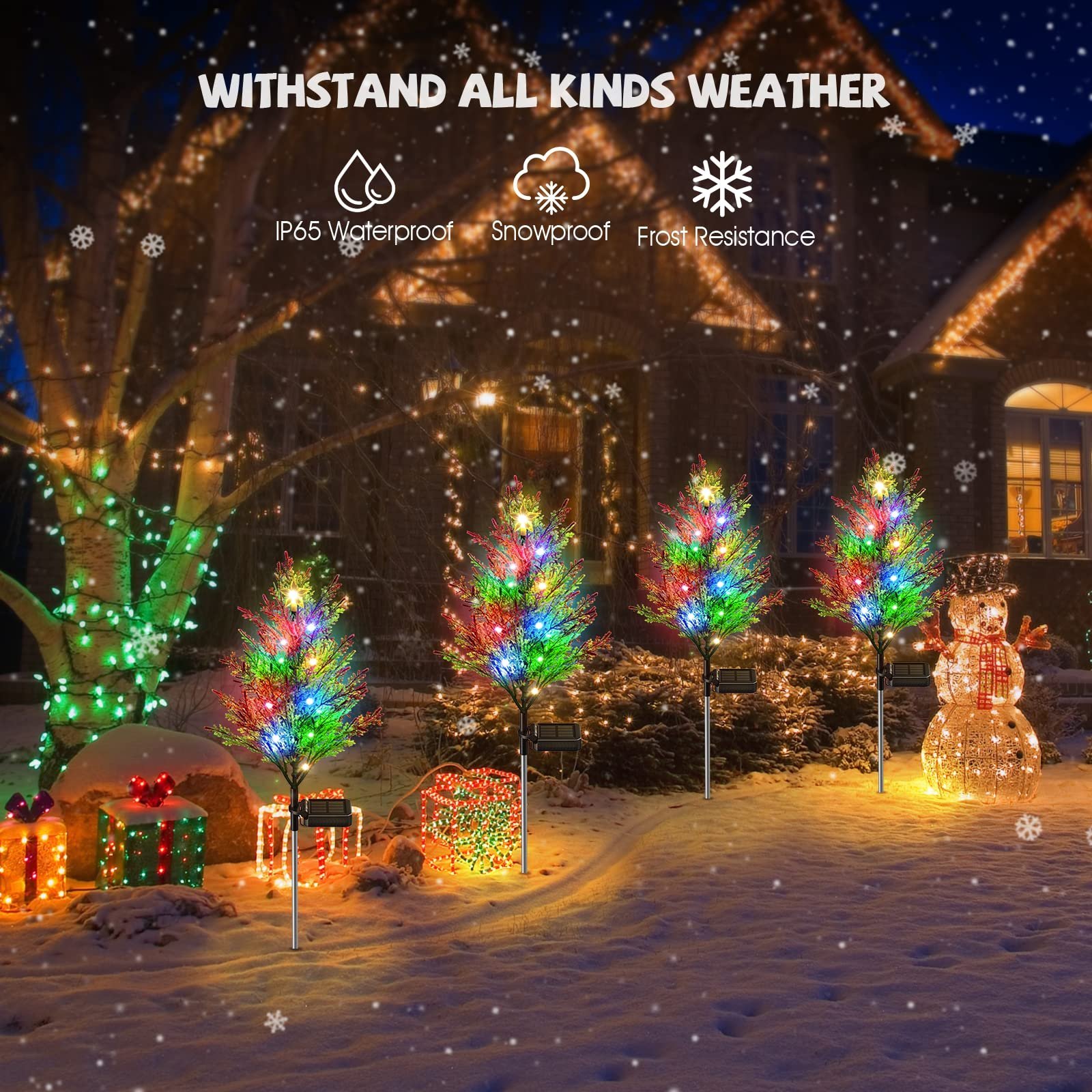 Solar Christmas Street Pine Cypress Decoration LED Lights