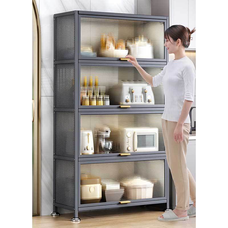 Kitchen Storage Cabinet Multi-layer with Door Rack