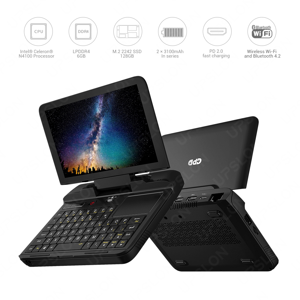 GPD Komputer Mini PC Mikro Windows 10 Ubuntu 6GB RAM 128GB SSD WIFI Bluetooth Pocket Portable PC Laptop Notebook