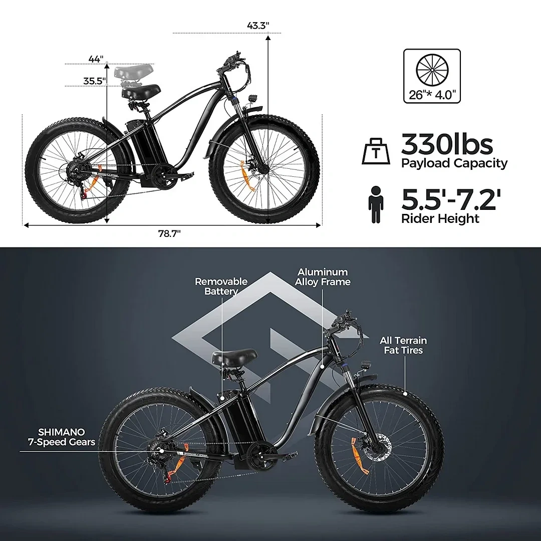 Outdoor electric bike with 48V/15Ah lithium battery 🔥Clearance Warehouse Sale🔥