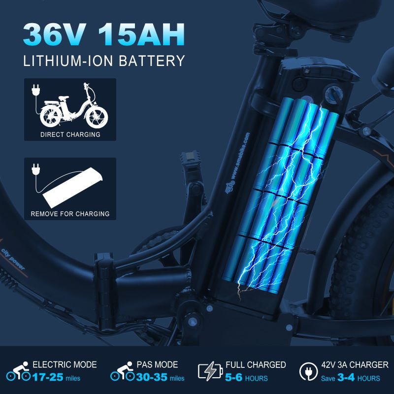 Smabike F203 Folding Step-through Electric Bike 20 inch 250W 36V 15AH 25km/h 120km city bike