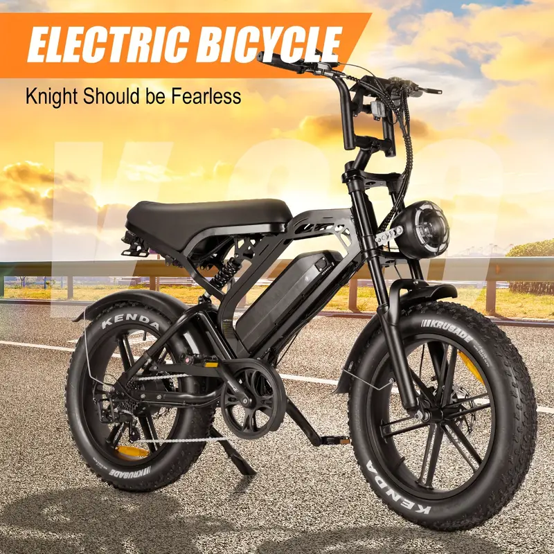 Tamobyke, V20, Adult Electric Bike, 20MPH 40 Miles, 750W Brushless Motor, Removable Battery 48V 15.6AH, Commuter Electric Mountain Bike, 7 Speed, 20 By 4 Inch Tires, Front Fork Suspension