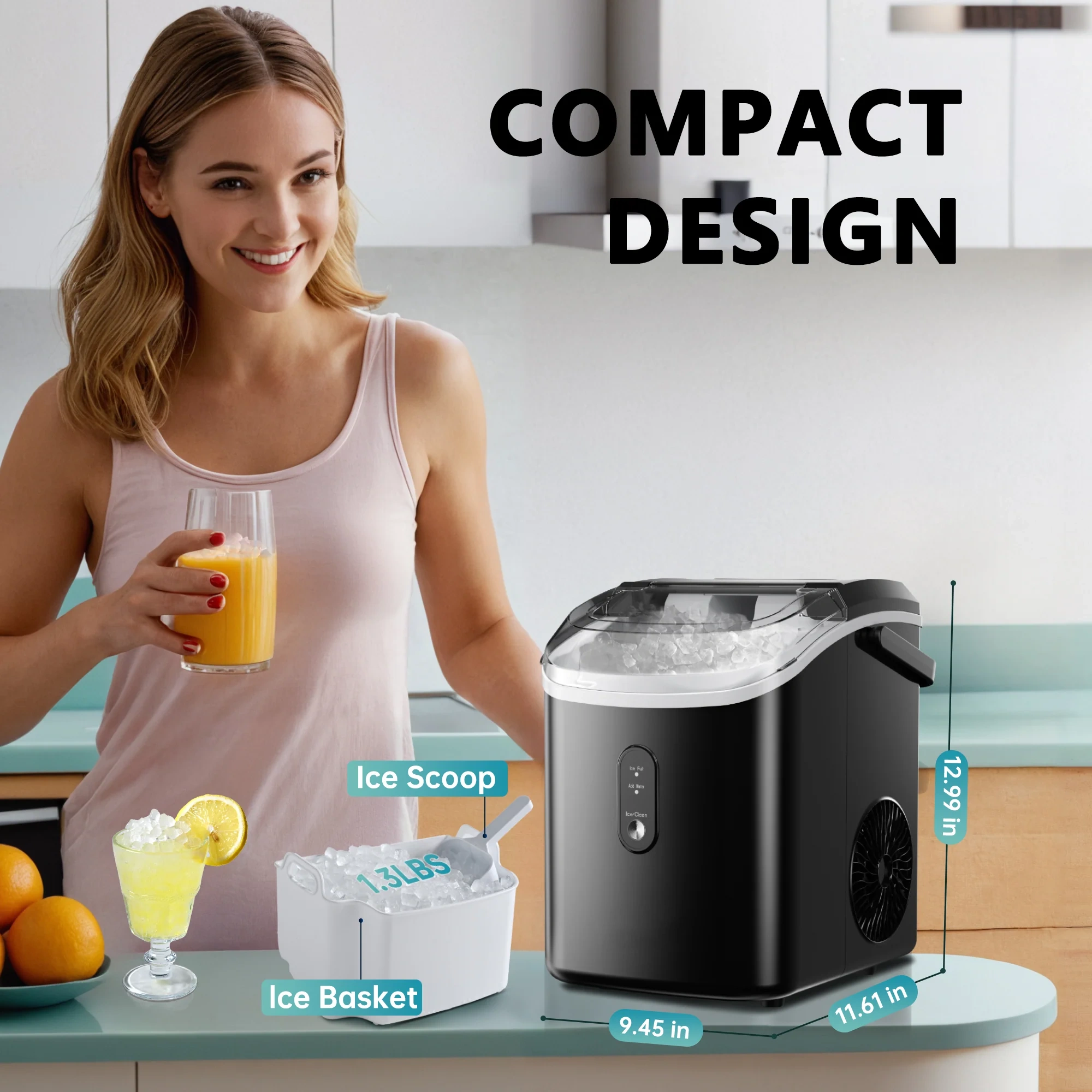 Nugget Ice Countertop Ice Maker with Handle