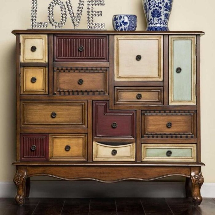 Walnut accent cabinet with 14 drawers