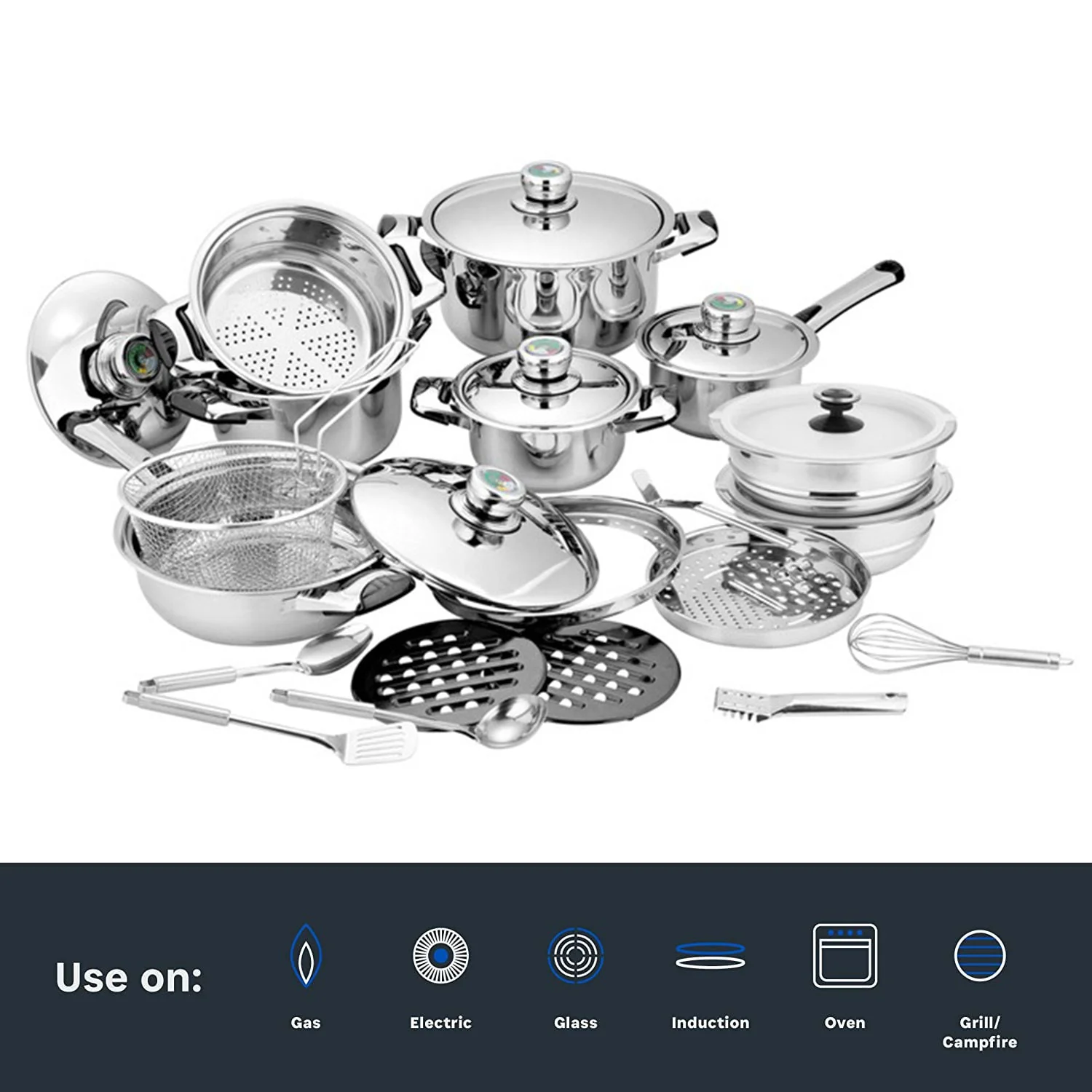 Amazing Deal! Bon Voyage 27PC HQ Stainless Pots Set (S27)