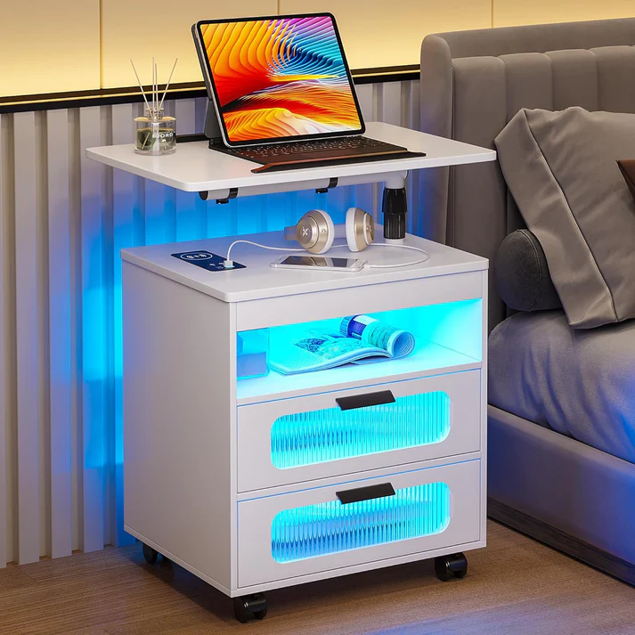 Nightstand with Wireless Charging Station