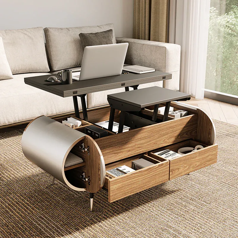 Curved Lift-Top Coffee Table with Storage