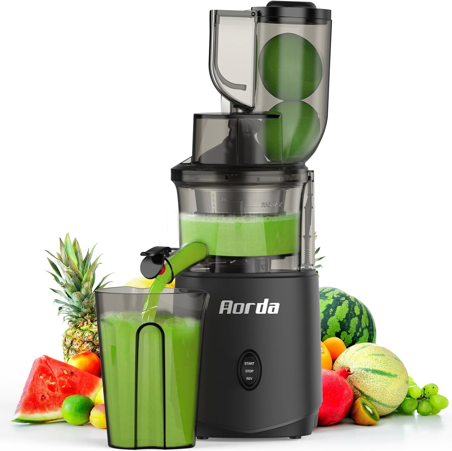 Slow Masticating Cold Press Juicer: Cold Pressed Juicer Machines For Vegetable And Fruit 200W, Matte Grey