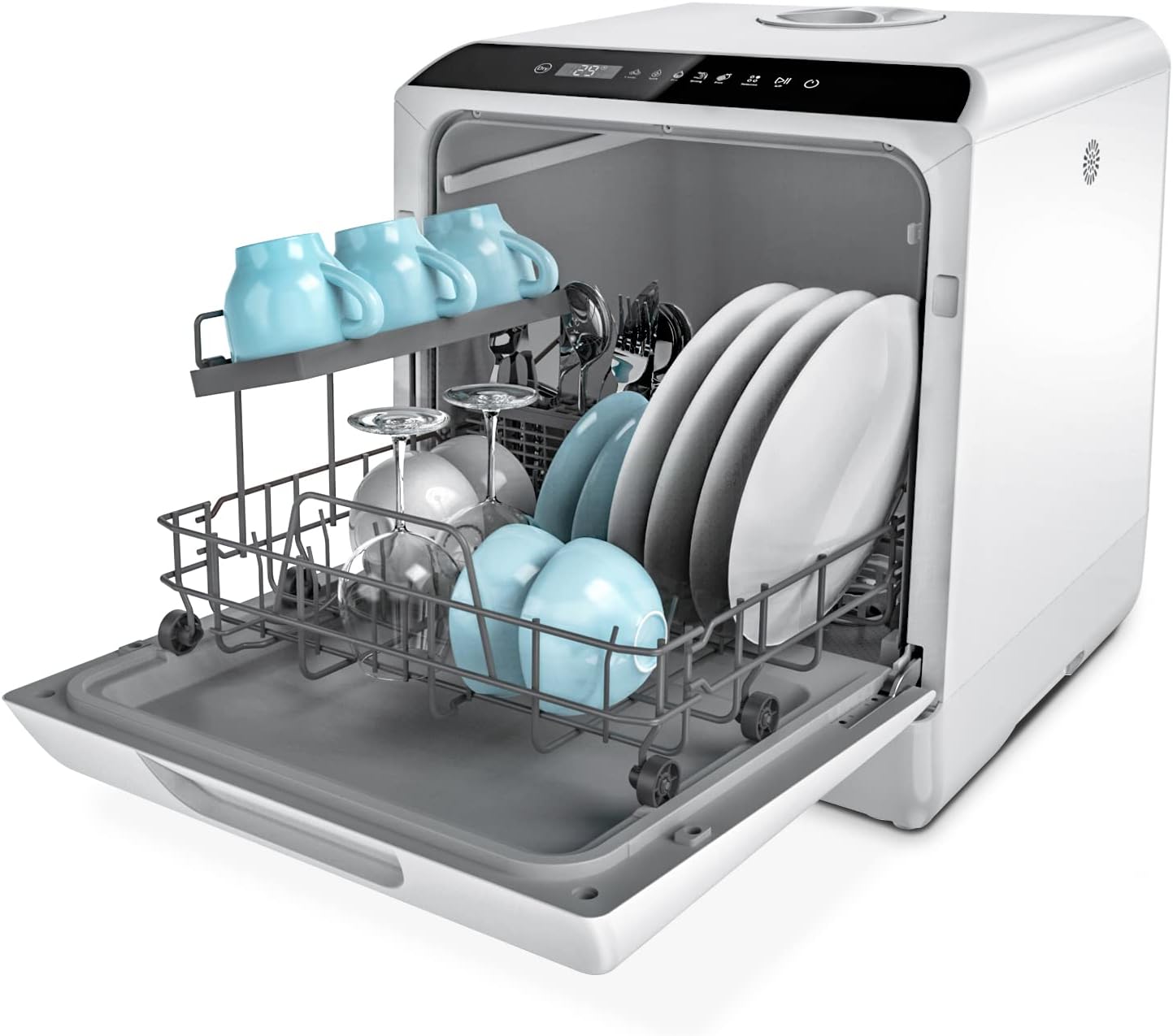 Hermitlux Countertop Dishwasher, 5 Washing Programs Portable Dishwasher