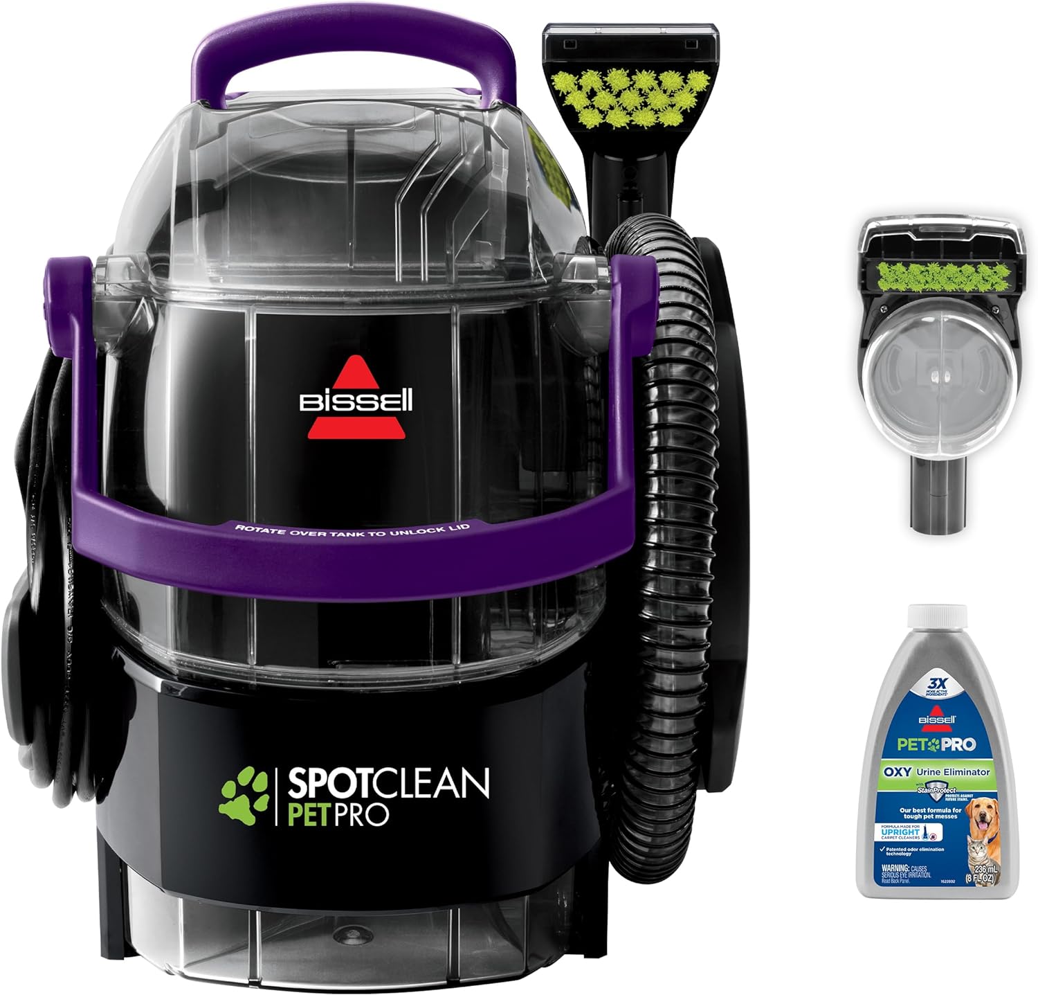 SpotClean Pet Pro Portable Carpet Cleaner, 2458, Grapevine Purple, Black, Large