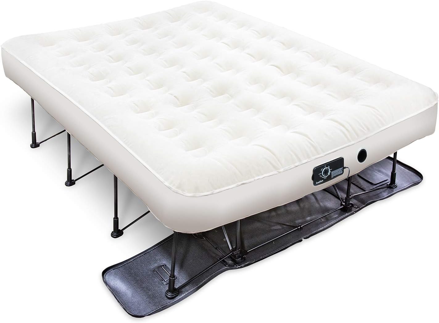 (Queen) Air Mattress with Frame & Rolling Case, Self Inflatable