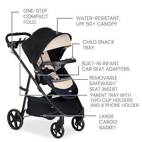 Britax Willow Brook S+ Infant Travel System, Infant Car Seat and Stroller Combination with Alpine Base, ClickTight Technology, SafeWash Insert and Case