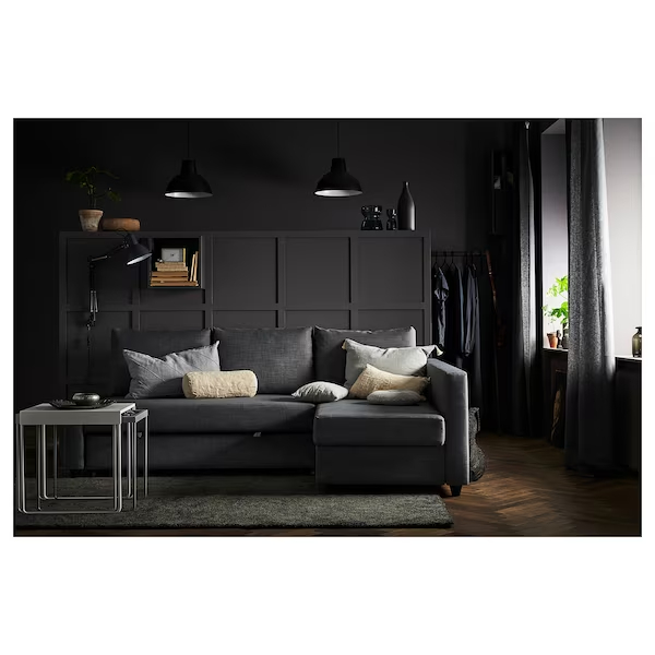 FRIHETEN Sleeper sectional,3 seat w/storage, Skiftebo dark gray