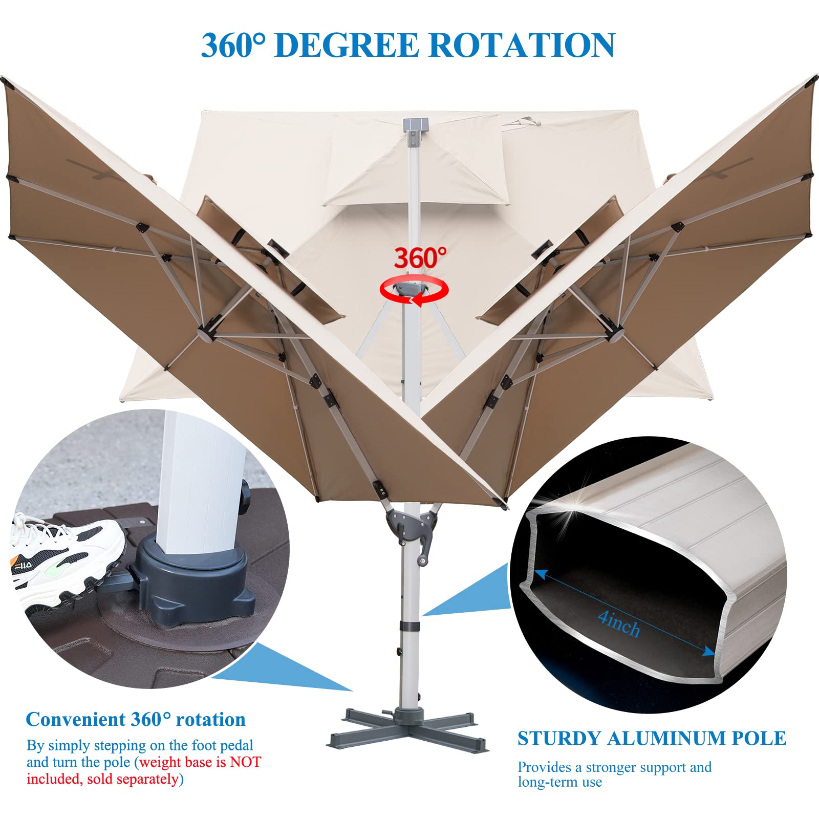 Solar Powered LED Patio Umbrella