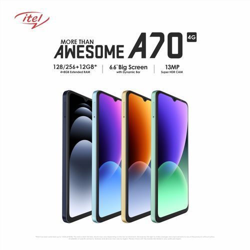 itel A70 6.6" HD 3GB RAM/64GB ROM Android 12 - Black