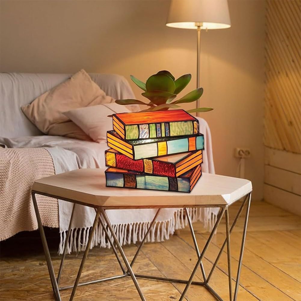 Stained Plastic Stacked Books Lamp