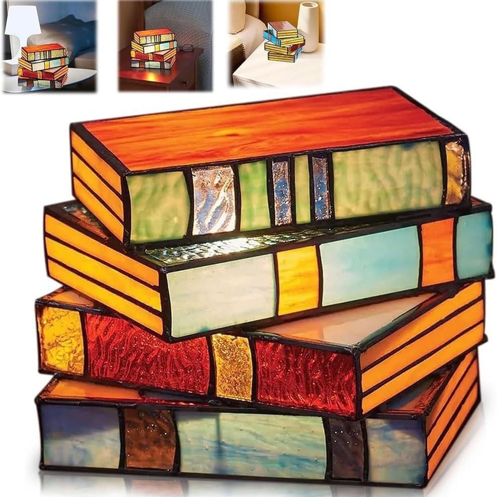 Stained Plastic Stacked Books Lamp