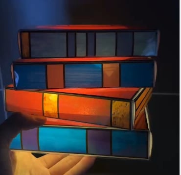 Stained Plastic Stacked Books Lamp